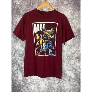 Marvel Comics Men’s T-Shirt L Heathered Maroon Avengers Graphic Vintage Style